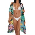 thumbnail image 4 of SCRAWLGOD Hippie Daisy Print Women's Swimsuit Coverup Casual Soft Beach Cover Up Quick Dry Breathable Bathing Suit Cover Up, 4 of 6