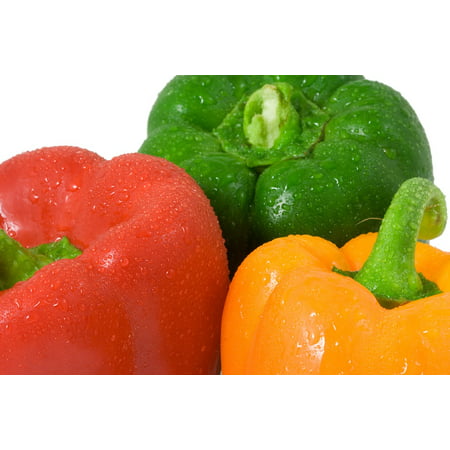 Canvas Print Food Vegetable Peppers Water Pepper Drops Drop Stretched Canvas 10 x
