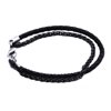 Arista Men's Black Leather Bracelet in Black Plated Solid Stainless Steel, 8.5"