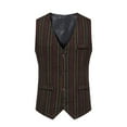 thumbnail image 2 of Sleeveless Shirts For Men Qiggri Men Stripe Fashion Retro Have Pockets-Breasted V-Neck Vest Tops Blouse Suit Vest For Men, 2 of 9