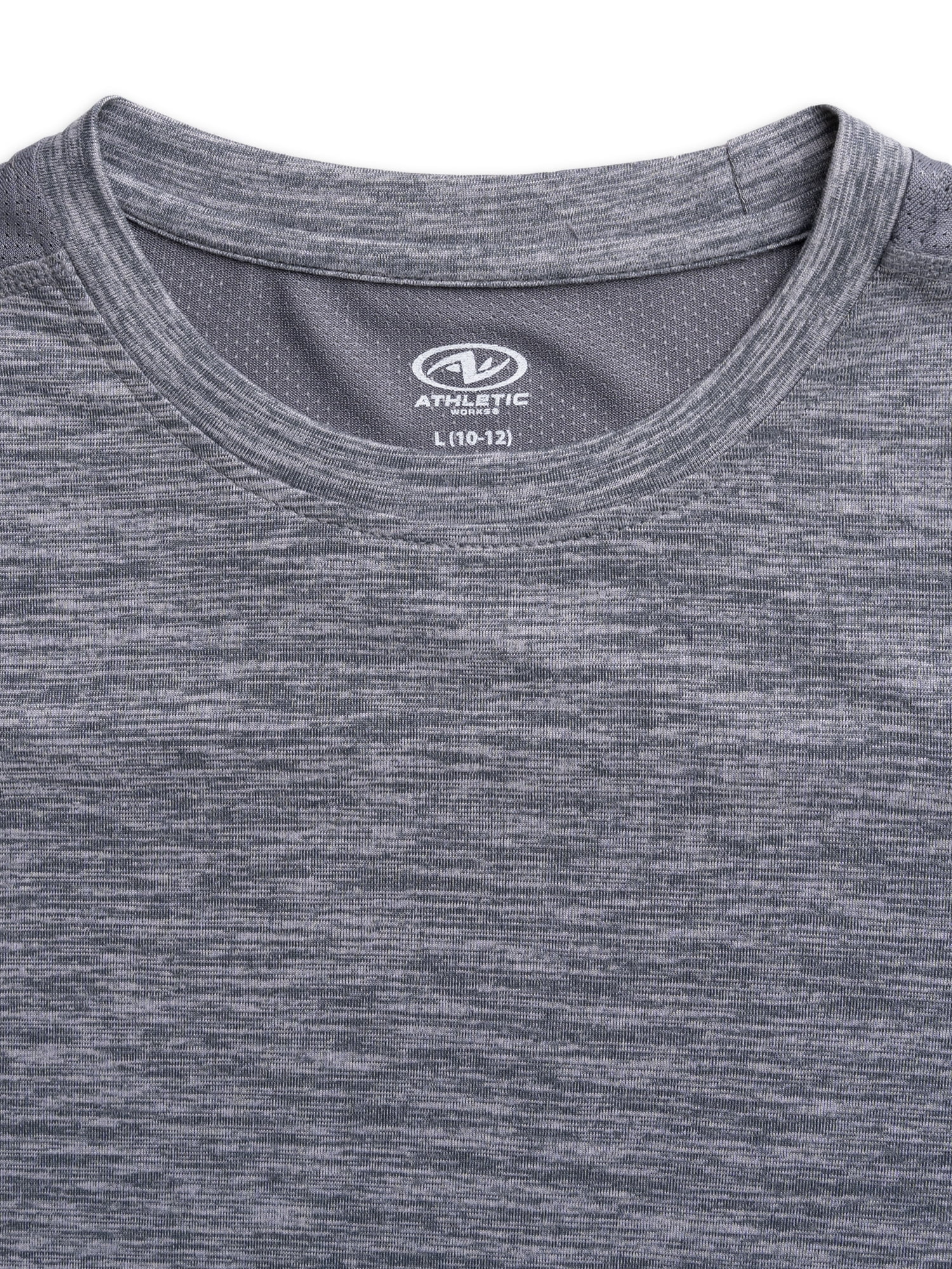 Athletic Works Boys Active Solid and Print Short Sleeve T-Shirts, 3-Pack, Sizes 4-18 & Husky