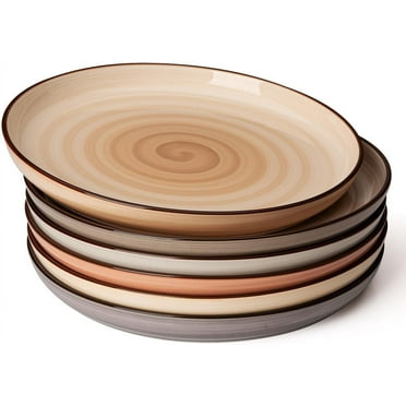 Dinner Plates, 10 Inch Round Porcelain Plates, Dish Set for Lunch, Party, Wedding, Restaurant, Microwave, Oven, Dishwasher Safe Plates Set of 6, Neutral