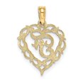 thumbnail image 4 of 14K Yellow Gold Heart Shape Fancy Script Letter F Initial Charm Pendant, 4 of 4