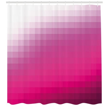 Hot Pink Shower Curtain Modern Art Mosaic Tiles Gradually Ombre