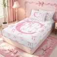 thumbnail image 2 of Erosebridal Monogram Letter C Zipper Twin Comforter Sets with Fitted Sheet and 2 Pillowcases,Satin Bow Decoration Zipper Bedding Set,Pink White,4-Piece,Pink Reversible, 2 of 6