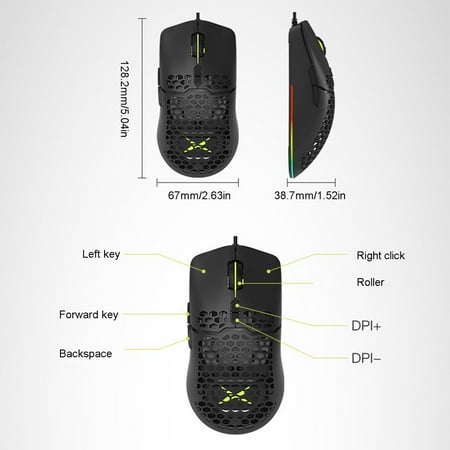 Cumm Rgb Gaming Mouse Honeycomb Shell Ergonomic Wired Mice Mechanical Glowing Mouse Walmart Canada