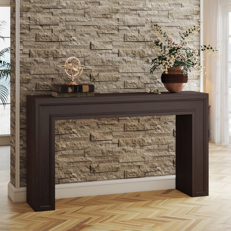 PLAMLE 55 Inch Console Table for Entryway, Narrow Sofa Table Behind Couch with Storage Shelf, Farmhouse Wooden Hallway Table for Living Room, Foyer, Small Spaces