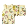 thumbnail image 1 of Gibobby Conjunto de sudadera para niña Conjuntos de ropa de verano para niños, conjuntos de ropa de dibujos animados para niñas pequeñas(Amarillo, 4-5 Años), 1 of 4