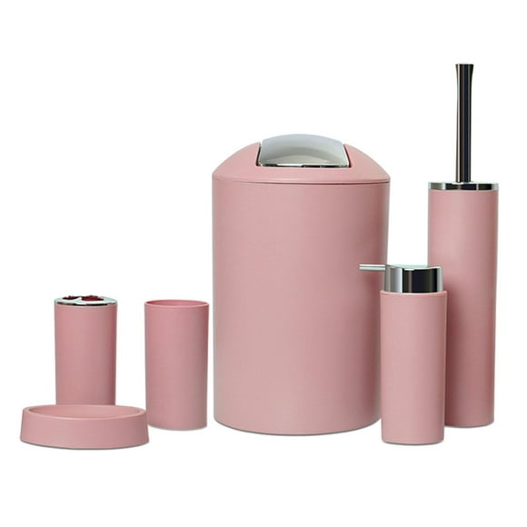 6 Pcs Bathroom Accessories Set, Gift Set for Hotel bar Bathroom - Pink