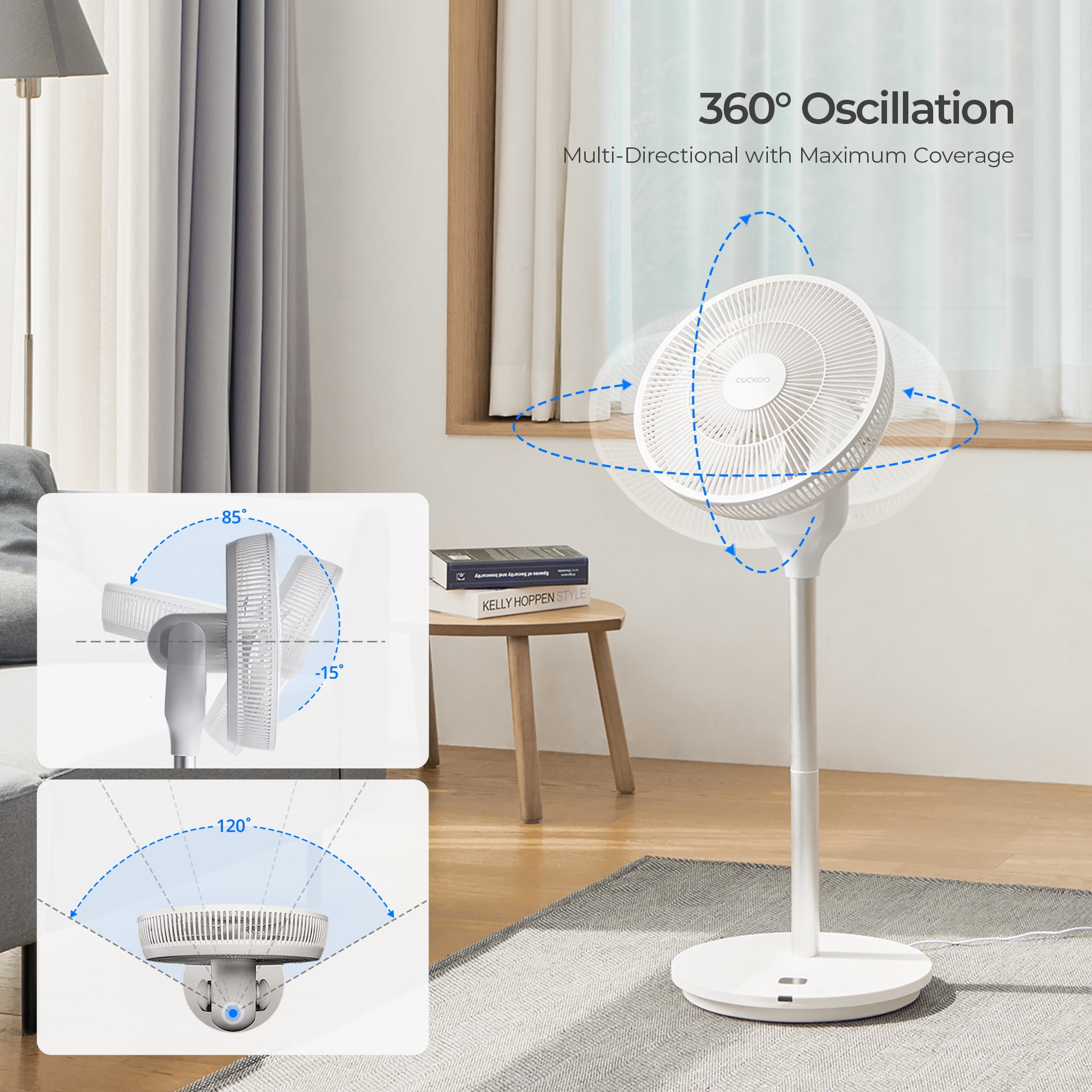 Cuckoo Air Circulator Fan Folding, BLDC Motor, 12 Speeds, 4 Modes, White (CF-AC1410WH)