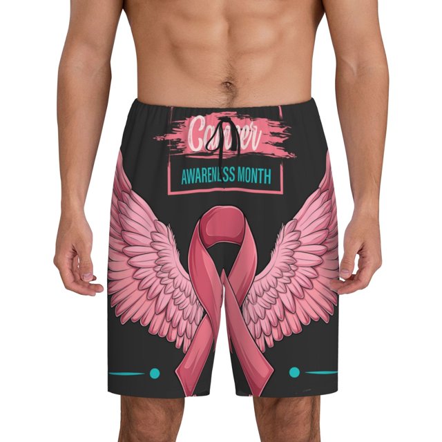 Fotbe Ribbon With Angel Wings Pantalones Cortos de Pijama para Hombre, Ropa de Dormir, Pantalones de Pijama Cortos para Hombre-Large