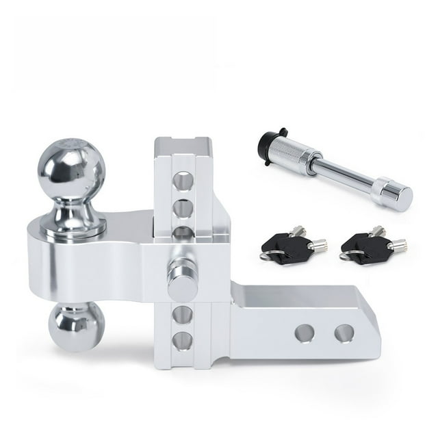2'' Receiver 6'' Drop/Rise Adjustable Trailer Tow Hitch Dual Ball W/Lock 10000lb Dual Towing Ball Double Locks ,Corrosion Resistance