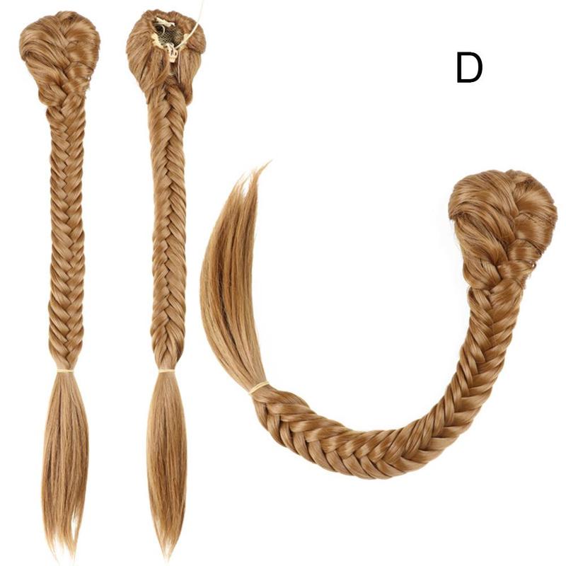 Female Girl Long Ponytail Wig Ponytail French Braid Brown Lot T4J5