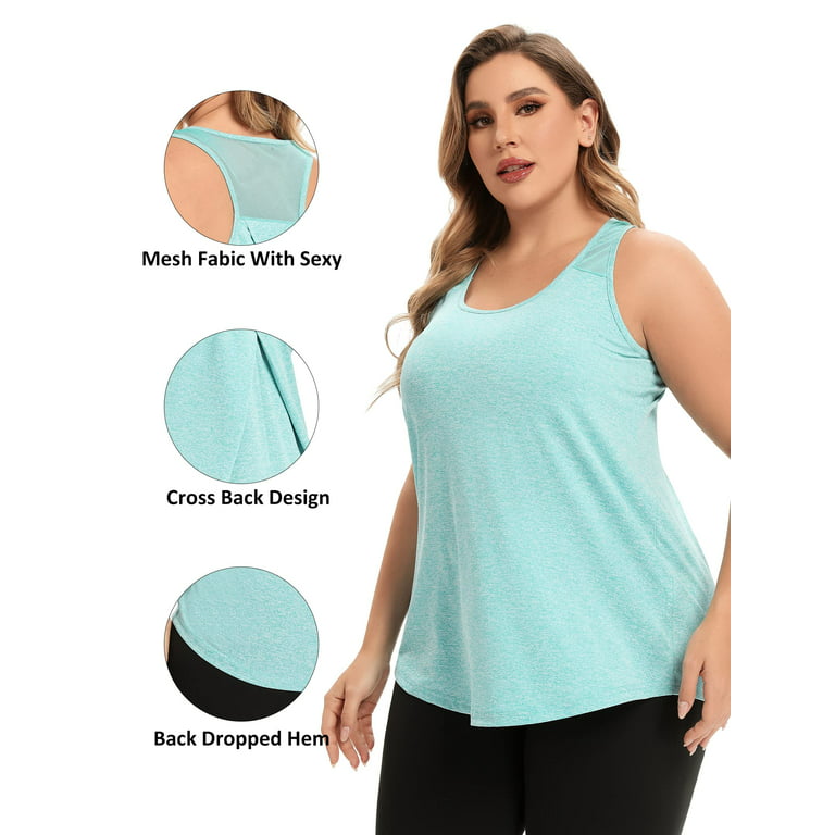 TIYOMI Plus Size Athletic Tank Tops For Women Sport Green Summer