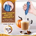 thumbnail image 3 of Milk Frother for Coffee, Handheld Drink Mixer Electric Whisk W/ Stand, Cappuccino, Frappe, Matcha, Hot Chocolate Foam Maker, Blue, by Mata1-USA, 3 of 8