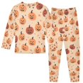 thumbnail image 2 of FORMRS Long Sleeve Top and Pants Pajama Set for Niños 2-Piece Sleepwear, Sizes 18M-8Y, Colorful Halloween Pumpkin Pattern, 2 of 6