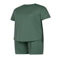thumbnail image 3 of KuriozudMale Solid Color  Neck Short Sleeve Shirt Shorts with Pocket, 3 of 5