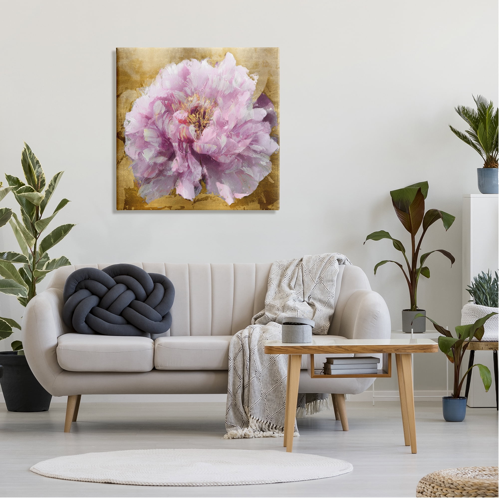 Stupell Industries Abstract Glam Peony Botanical & Floral Painting Gallery Wrapped Canvas Art Print Wall Art, 30 x 30
