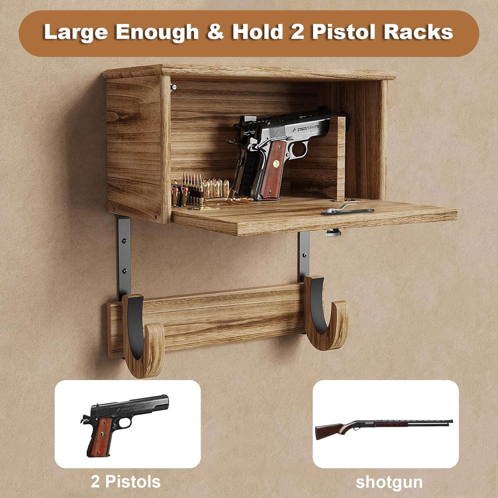 Wall Mount Lock Gun Racks for Wall With Storage Gun Racks for Wall Display
