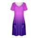 thumbnail image 3 of Vestido Corto de Verano Moda Gradiente Corto de Manga en V Cuello Vestido Casual, Poliéster Ligero de Verano, Lavado de Manos, 3 of 7