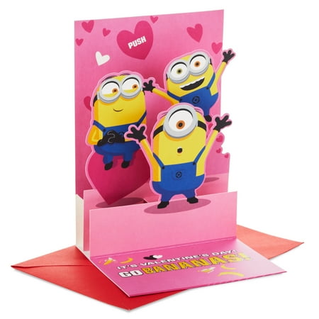 Hallmark Minions Funny Pop-Up Valentine's Day Card With Sound (Go Bananas)
