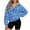 Blue Tropical Leaf Pattern, variant on Loose Pullover Tops, Daisy Horseshoe Pattern Fleece Polyester Fabric Half Zip Pullover Hooded Sweatshirt Casual Fleece lined Sweatshirts for Workout Airport, Size L