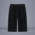 thumbnail image 2 of Long Shorts for Men Summer Casual with Pockets M-5X Capris Elastic Waisted Drawstring Sweat Short Pant (XL, Black), 2 of 6