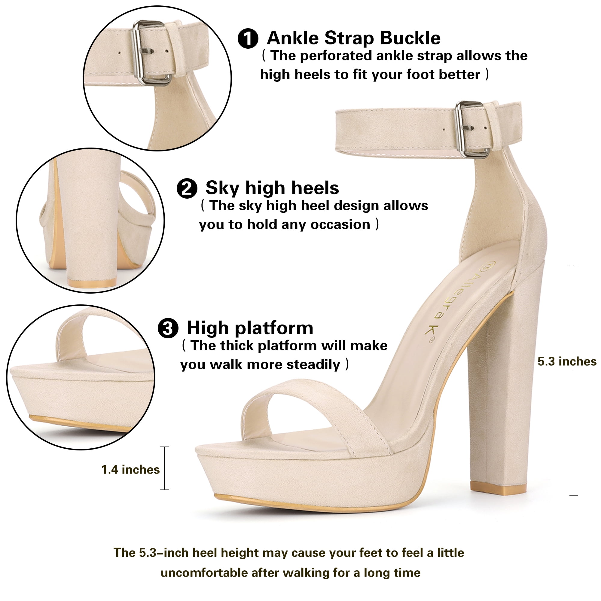 DARING DIVA Women's Platform High Chunky Heel Sandals Beige 9