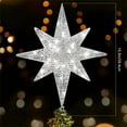thumbnail image 2 of Christmas Star Tree Topper, Lighted 14.5” Silver Star Tree Toppers with 100 LED Lights Christmas Tree Top Ornament for New Year Holiday Home Office Indoor Decorations, 2 of 6