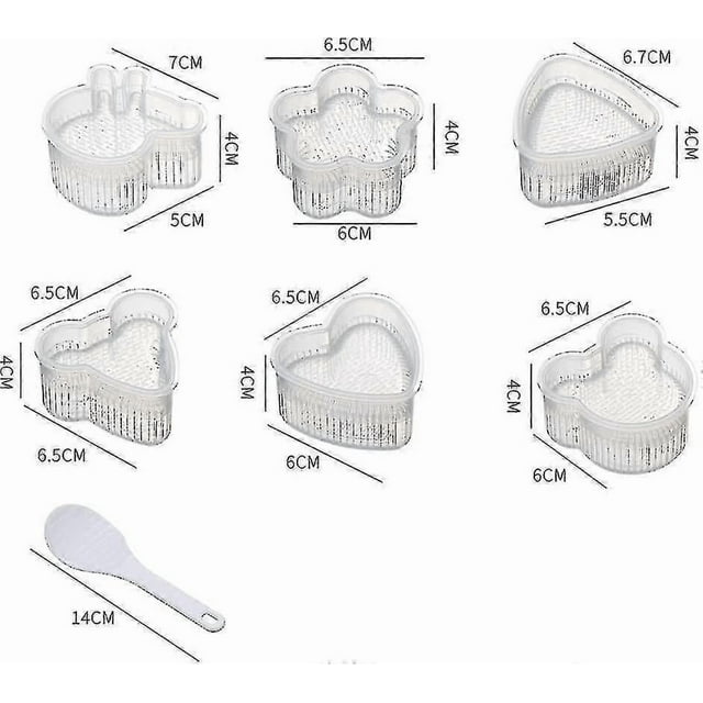 Sushi Mold, 6pcs Rice Ball Mold And Rice Spoon, Kawaii Rice Ball Mold, Kids Lunch Box Diy Non-stick Rice Ball Mold