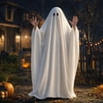 thumbnail image 4 of White Ghost Costume for Adults, Classic Ghost Sheet Costume with Eye Holes, Lightweight Full Body Sheet Ghost Costume for Halloween Party Cosplay, 4 of 9