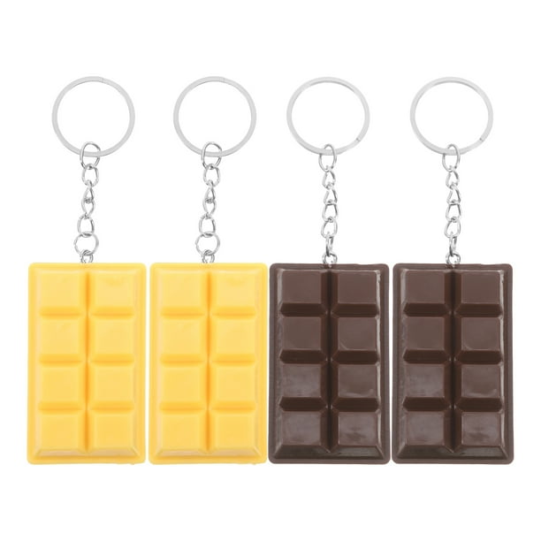 4 llaveros realistas de chocolate para San Valentín, llaveros de bloques de postre para mochilas y regalos de fiesta.