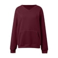 thumbnail image 5 of Vmvidoty Women's V-Neck Drop Shoulder Sweatshirt Casual Loose Fit Long Sleeve Pullover with Pockets(Wine, XL), 5 of 7