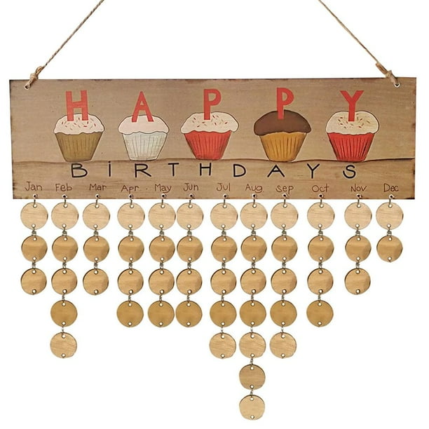 Letrero de madera con recordatorio de feliz cumpleaños, tablero de calendario DIY, marca de fecha para amigos (A)