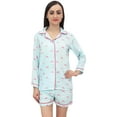 thumbnail image 2 of Bimba Sky Blue Gift Ribbon Print Sleepwear Full Sleeve Shirt & Shorts Nightwear - 20, 2 of 9