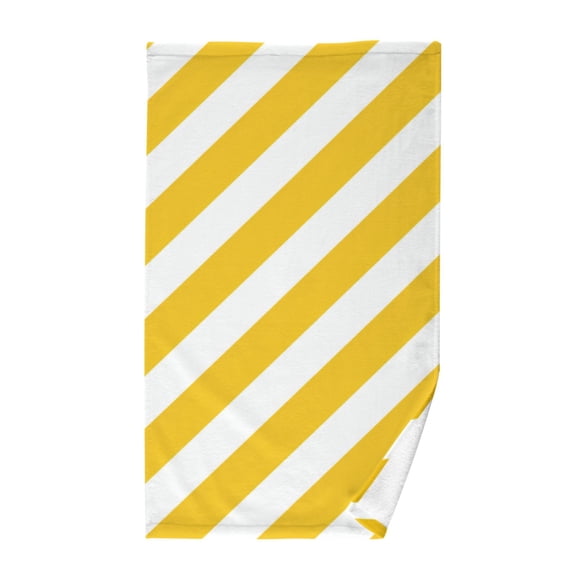 Yellow-white Diagonal Stripes Pure Cotton Bath Towel Hand Towel 1 Piece for Pool Beach Gym 16" x 28"