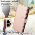 thumbnail image 6 of Wallet Case for iPhone 16 Plus, RFID Blocking Flip Cover with 7 Card Slots, Cash Compartment, Magnetic Closure, and Hands-Free Stand, Slim Protective Phone Case with Wrist Strap,Rosegold, 6 of 6