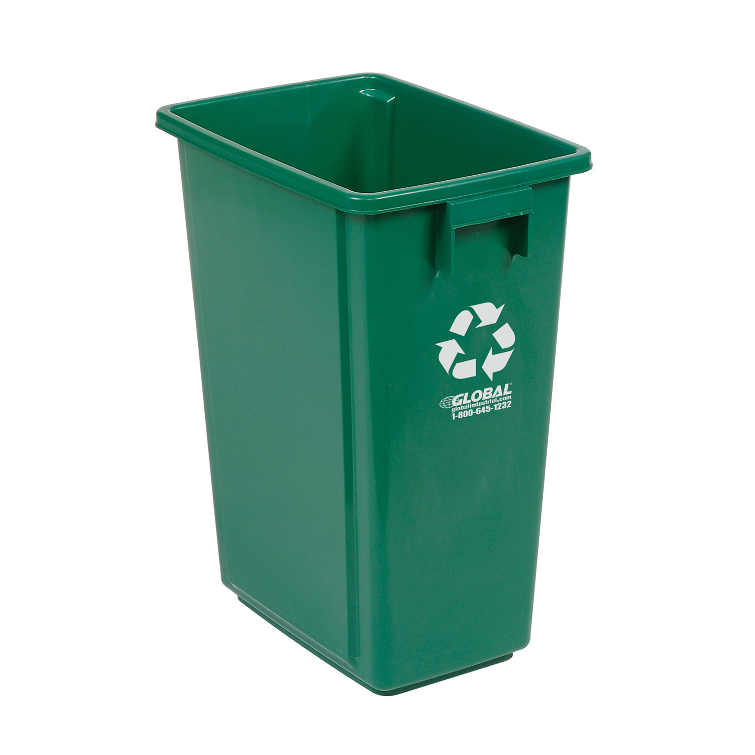 Recycling Container, 15 Gallon, 12"W X 18"D X 24"H, Green, Lot of 1