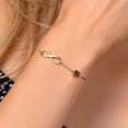 thumbnail image 4 of Gem Stone King 18K Yellow Gold Plated Silver Red Rhodolite Garnet and White Moissanite Bracelet for Women | 0.85 Cttw | Gemstone January Birthstone | Heart Shape 6MM | Fully Adjustable 9 inch, 4 of 7