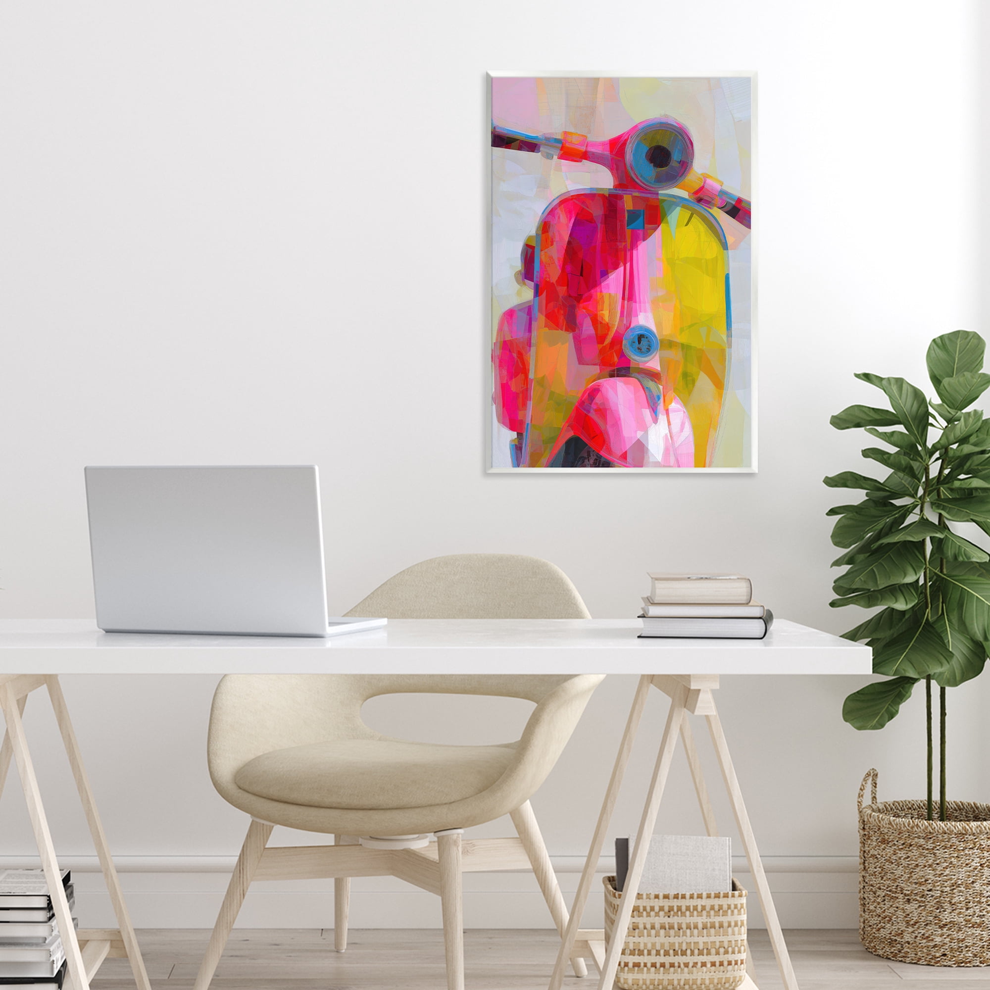 Stupell Industries Vespa in Pink & Yellow Wall Plaque Art, design by Chromatic Storm Studio