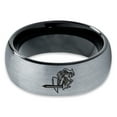 thumbnail image 2 of Tungsten Armor Shield Sword Knight Band Ring 8mm Men Women Comfort Fit Black Dome Brushed Gray Polished, 2 of 4