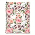 thumbnail image 7 of Warm Pink Roses Print Blanket Watercolor Style Blooming Pink Roses In The Garden Print Blanket Blanket Great Holiday Gifts for Classmates Friends Family LoversTravel Cars Office Home Decor, 7 of 7