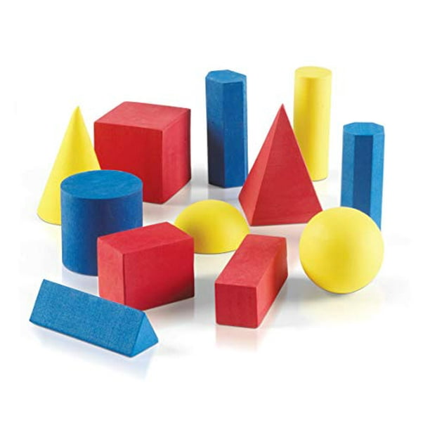 Hand2Mind Foam Geometric Solid Blocks, Assorted Colors, 3D Shapes Set