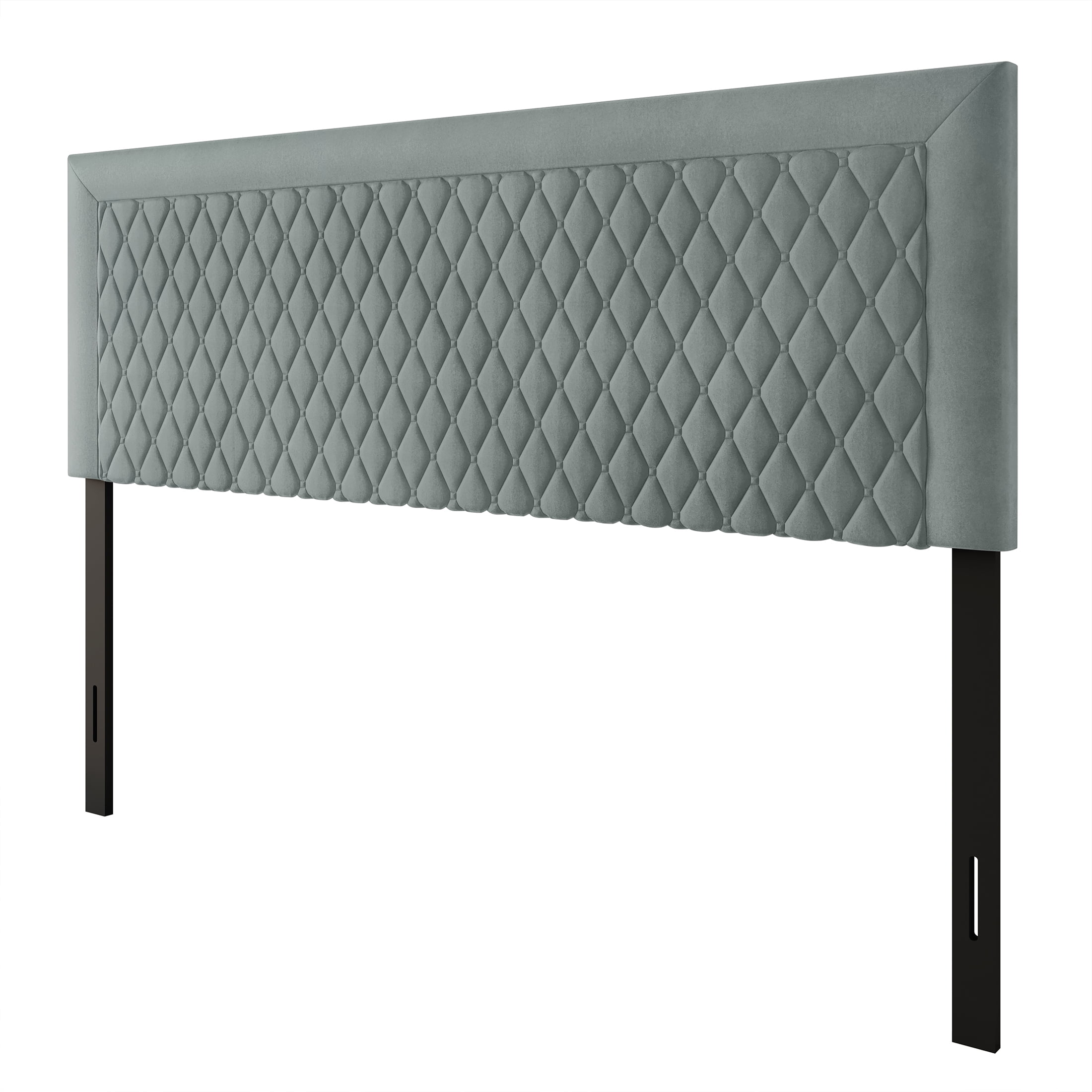 Castle Place Quilted Velvet Upholstered King Headboard, Light Blue