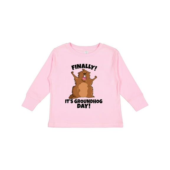 Inktastic Finally It's Groundhog Day Boys or Girls Long Sleeve Toddler T-Shirt
