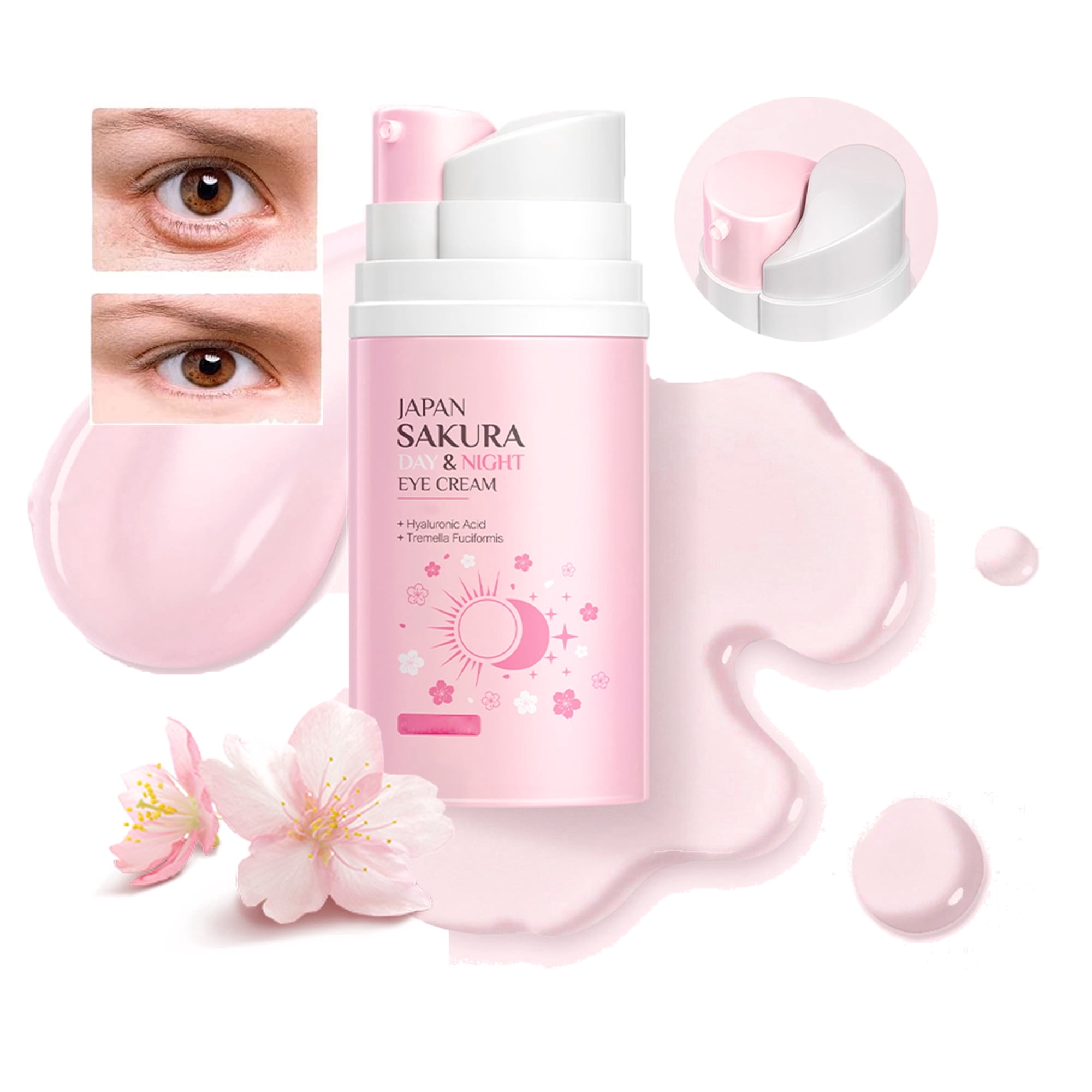 Day and Night Eye Cream, Rose Essential Oil Eye Cream for Dark Circles & Puffiness, Moisturizing Hydrating Fade Fine Lines Eye Bags Removal Dark Circles Firming Eye Skin For Women, Gift for Travel