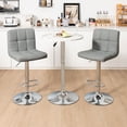 thumbnail image 4 of Gymax Ensemble de 2 Tabourets de Bar Pivotants Réglables Hauteur Comptoir Chaise de Bar Cuir PU Gris, 4 of 7