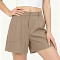 thumbnail image 6 of Zynoxe Womens Shorts with Pockets Relaxed Loose Fit Mid-Thigh Wide Leg Shorts Comfort Strech High Waisted Ladies Casual Shorts Fashion Solid Color Button Closure Summer Shorts for Women S, 6 of 8