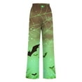 thumbnail image 3 of WXLWZYWL Halloween Pants for Women Plus Size Stretch Pants Casual Palazzo Sweatpants Bat Print Drawstring Wide Leg Pant Lounge Elastic Waist Sweatpant with Pockets, 3 of 4