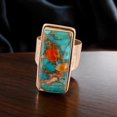 thumbnail image 2 of Turquoise Oyster Copper Ring, 925 Sterling Silver Ring, Gemstone Ring, Rectangular Bar Ring, Handmade Ring, Unisex Ring, Band Ring, Gift Her, 2 of 4